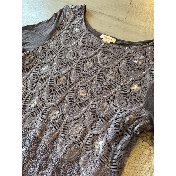 Sundance Blue Gray Embroidered Sequin Long Sleeve Tunic Shirt Sz M - Picture 5 of 8